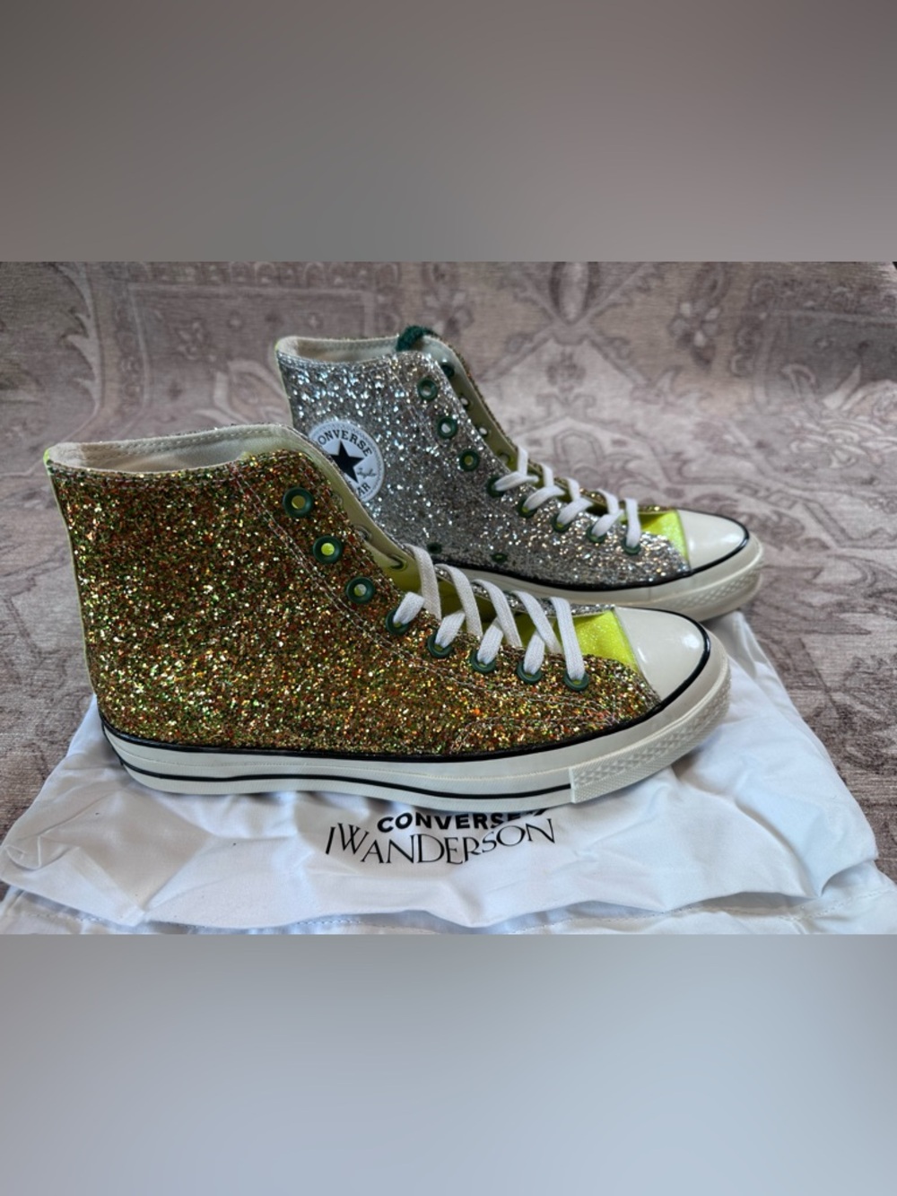 Converse Glitter High-Top Sneakers in Silver and Gold - Picture 4 of 7
